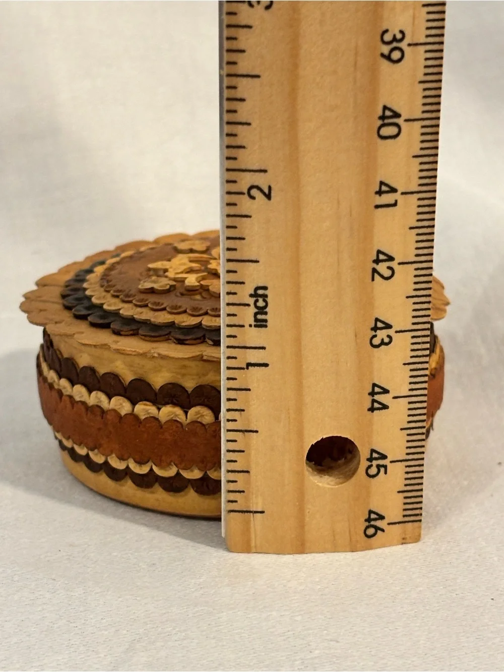 Russian Siberian Birch Bark Trinket Box Handcrafted Floral Jewelry Box w Insert